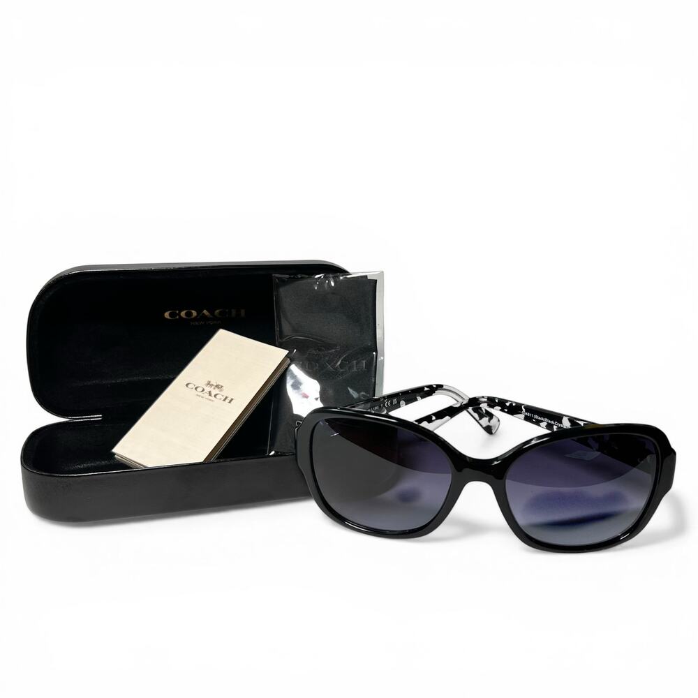 NIB Coach HC8166 (L154) Gisele Women’s Butterfly Sunglasses Black Crystal Mosaic